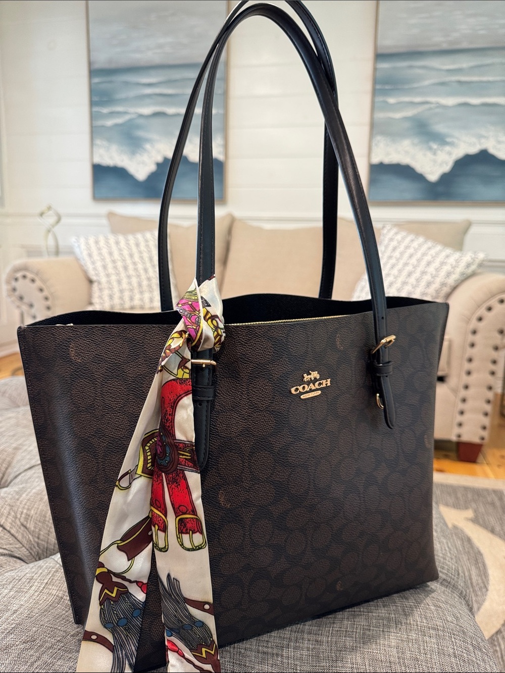 Coach Bag Large Brown Signature Leather City Tote Bag - Picture 3 of 17